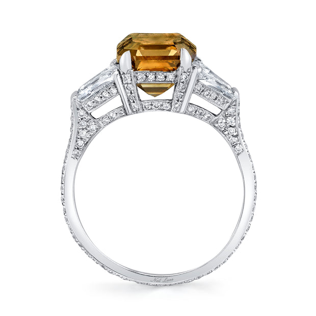 Neil Lane Couture Design Fancy Color Square Emerald-Cut, Platinum Ring