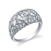 Art Deco Diamond, Platinum "Three Stone" Ring