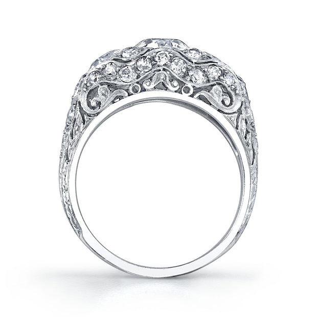 Art Deco Diamond, Platinum "Three Stone" Ring