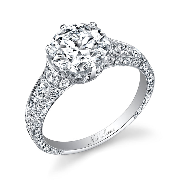 Neil Lane Couture Round Brilliant-Cut Diamond, Platinum Ring