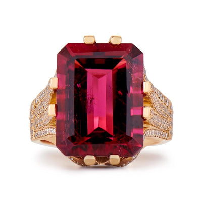 Neil Lane Couture Rubellite, Diamond, 18K Yellow Gold Ring