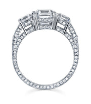 Neil Lane Couture Design "Three Stone" Square Emerald Cut Diamond, Platinum Ring