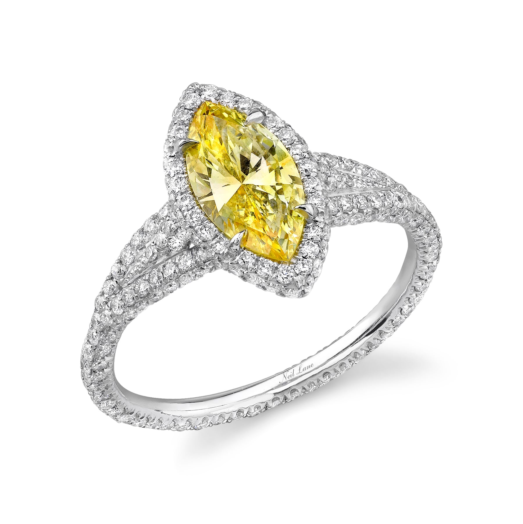 0.97ct Fancy Vivid Yellow Diamond, Platinum Ring – Neil Lane Couture