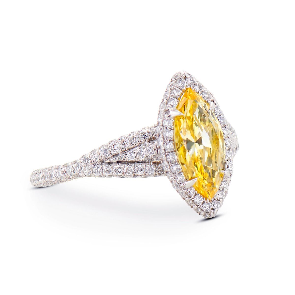 Neil Lane Couture Fancy Vivid Yellow Diamond Platinum Ring