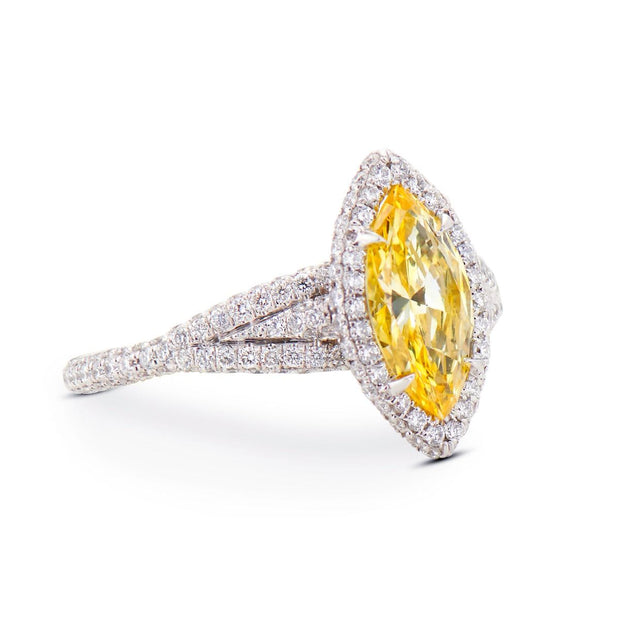 0.97ct Fancy Vivid Yellow Diamond, Platinum Ring – Neil Lane Couture