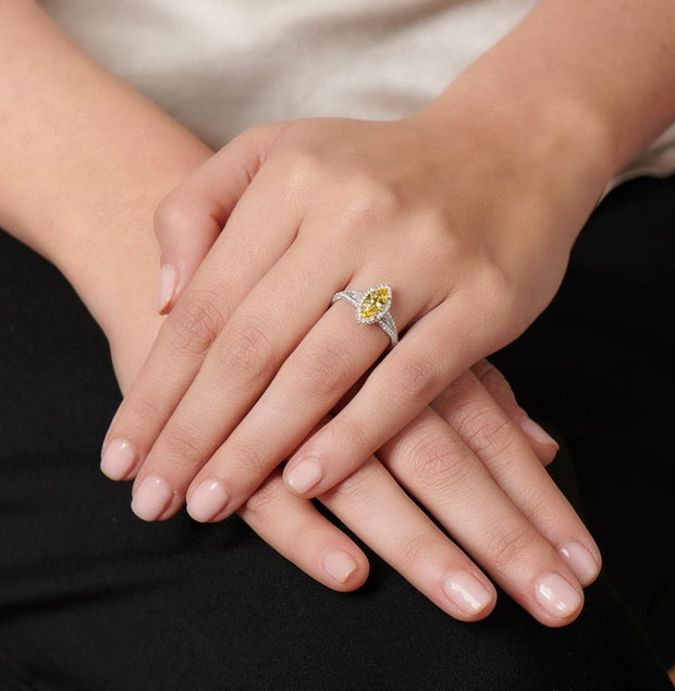 Neil Lane Couture Fancy Vivid Yellow Diamond, Platinum Ring