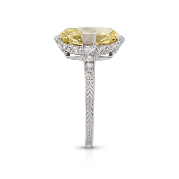 Edwardian Fancy Intense Yellow Diamond, Platinum Ring