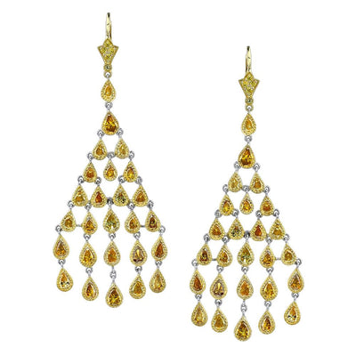 Neil Lane Couture Colored Diamond, Platinum, 18K Yellow Gold Earrings