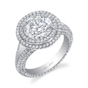 Neil Lane Couture Design Double Halo Round-Cut Diamond, Platinum Ring