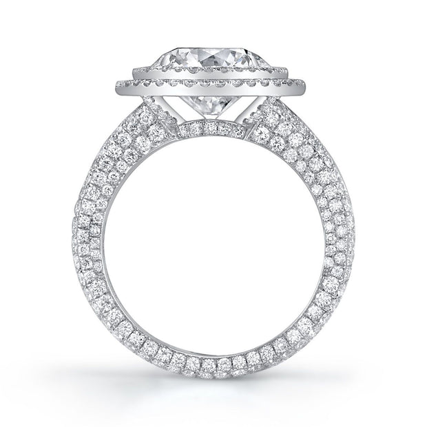 Neil Lane Couture Design Double Halo Round-Cut Diamond, Platinum Ring