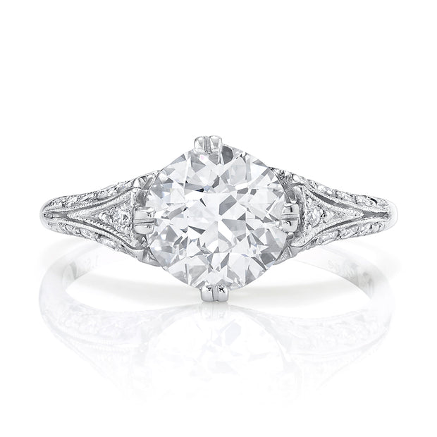 Neil Lane Couture Design Old European-Cut Diamond, Platinum Ring