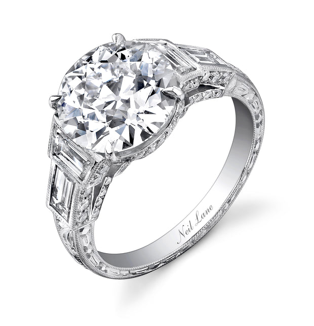 Neil Lane Couture Design Old European-Cut Diamond, Platinum Ring