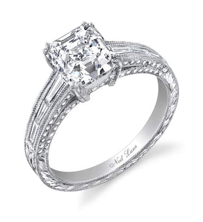Neil Lane Couture Design Square Emerald-Cut Diamond, Platinum Engagement Ring