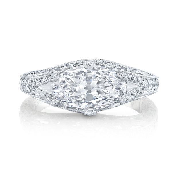 Neil Lane Couture Modified Marquise Brilliant-Cut Diamond, Platinum Ring