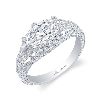 Neil Lane Couture Design Modified Marquise Brilliant-Cut Diamond, Platinum Ring