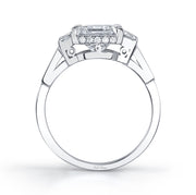 Vintage Design Art Deco Style Square Emerald-Cut Diamond, Platinum Ring