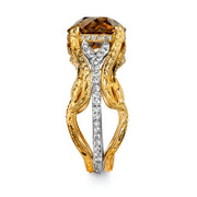 Neil Lane Couture Design Renaissance Revival Style Natural Fancy Color Diamond, Platinum, 18K Yellow Gold Ring