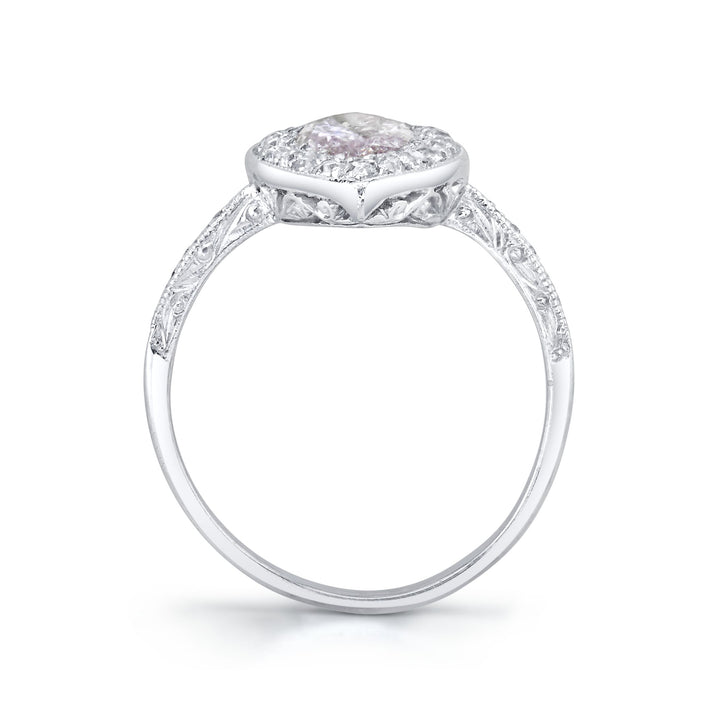 Antique "Natural Fancy Light Pink Marquise Brilliant" Diamond, Platinum Ring