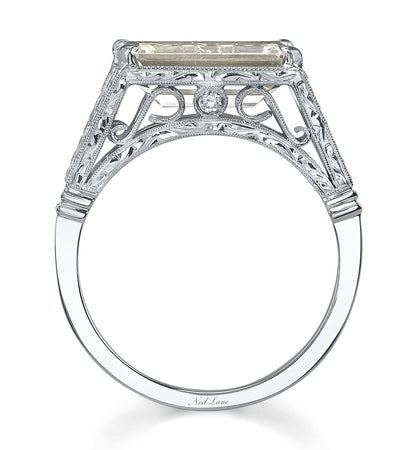 Neil Lane Couture Design Emerald-Cut Diamond, Platinum Ring
