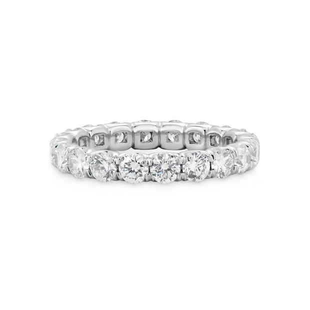 Diamond And Pink Sapphire 18k White Gold Eternity Wedding Band Ring