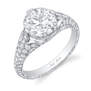 Neil Lane Couture Design Round Brilliant Cut Diamond, Platinum Ring