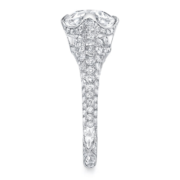 Neil Lane Couture Design Round Brilliant Cut Diamond, Platinum Ring