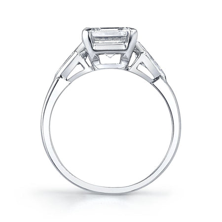 Art Deco "Square Emerald-Cut" Diamond, Platinum Ring
