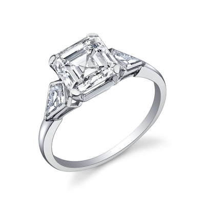 Art Deco "Square Emerald-Cut" Diamond, Platinum Ring