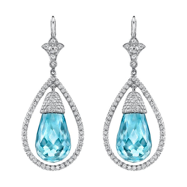 Neil Lane Couture Aquamarine, Diamond, Platinum Earrings