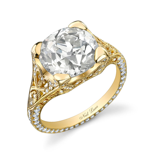 Neil Lane Couture Design Round Brilliant-Cut Diamond, 18K Yellow Gold Ring