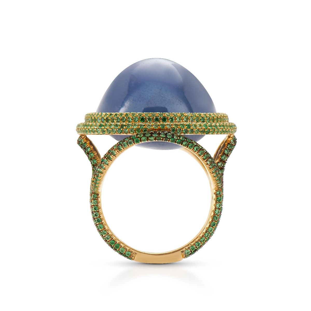 Neil Lane Couture Ceylon Star Sapphire Tsavorite Garnet 18K Gold Ring
