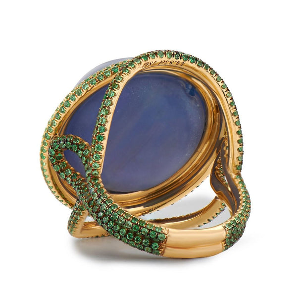Neil Lane Couture Ceylon Star Sapphire, Tsavorite Garnet, 18K Gold Ring