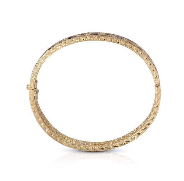 Neil Lane Couture Floral Colored Diamond, 18K Yellow Gold Bangle Bracelet