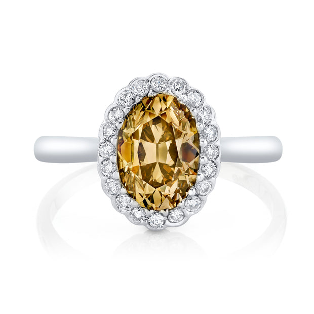 Neil Lane Couture Design Fancy Color Oval Brilliant-Cut Diamond, Platinum Ring