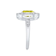 Neil Lane Couture Fancy Yellow Color Square Emerald-Cut Diamond, Platinum Ring