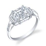 Art Deco "Square Emerald Cut" Diamond, Platinum Ring