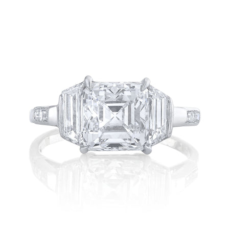 Art Deco "Square Emerald Cut" Diamond, Platinum Ring