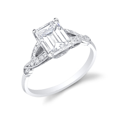 Vintage "Emerald Cut" Diamond, Platinum Ring