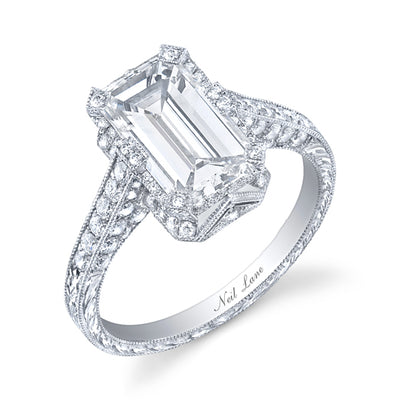 Neil Lane Couture Design Emerald-Cut Diamond, Platinum Ring
