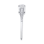 Art Deco Square Emerald Cut Diamond, Platinum Ring