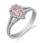 Neil Lane Couture Design Fancy Color Pear Brilliant-Cut Diamond, Platinum Ring