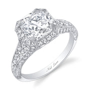 Neil Lane Couture Design Cushion Cut Diamond, Platinum Ring