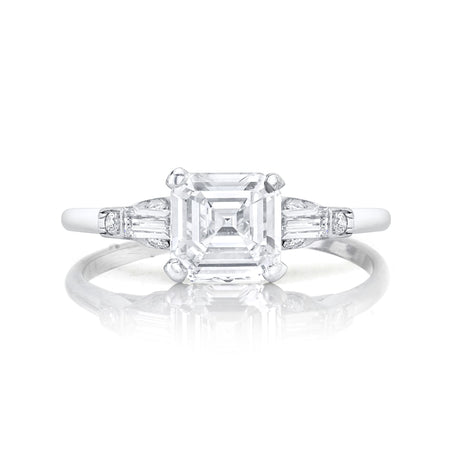 Art Deco "Square Emerald Cut" Diamond, Platinum Ring