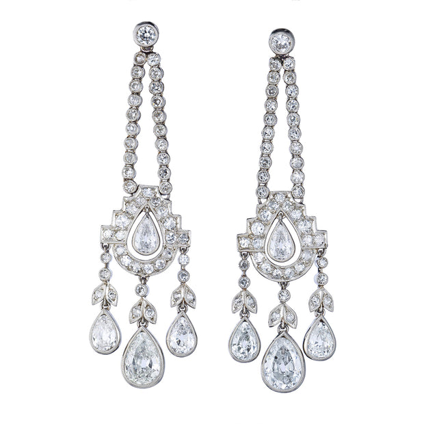 Vintage Art Deco Diamond, Platinum Chandelier Earrings