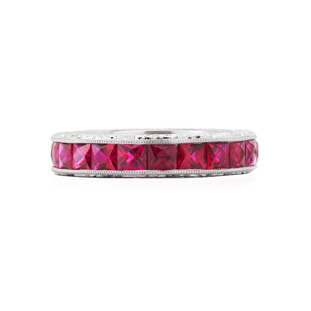 Neil Lane Couture French-Cut Ruby, Platinum Eternity Band