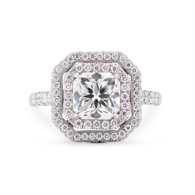 Neil Lane Couture Design Square Radiant Diamond, Platinum Engagement Ring