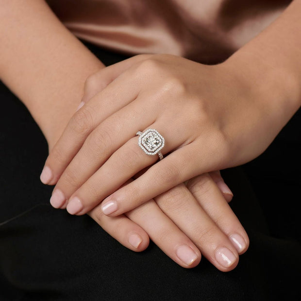 Neil Lane Couture Design Square Radiant Diamond, Platinum Engagement Ring