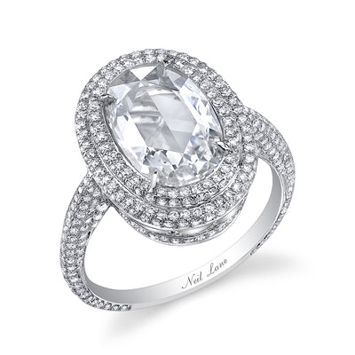 Neil Lane Couture Design Oval Modified Brilliant-Cut Diamond, Platinum Ring