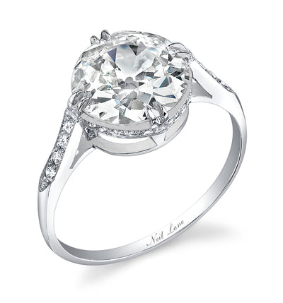 Neil Lane Couture Design Round Brilliant-Cut Diamond, Platinum Ring