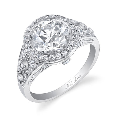 Neil Lane Couture Design Old European Cut Diamond, Platinum Ring